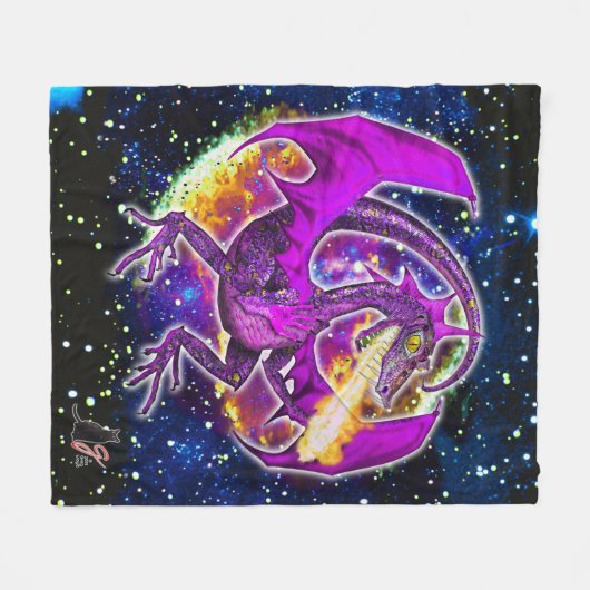 Tourmaline Cosmic Dragon Fleece Deken (Voorkant (Horizontaal))