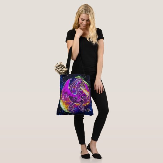 Tourmaline Cosmic Dragon Tote Bag (Op model)