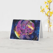 Tourmaline Cosmic Dragon Wenskaart Kaart (Gele Bloem)