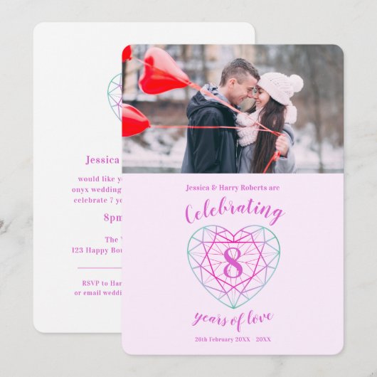 Tourmaline jubileum 8 jaar foto uitnodigingen (Voorkant / Achterkant)