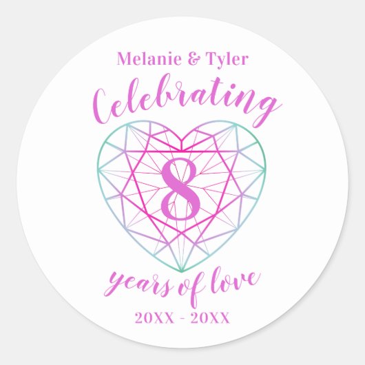Tourmaline-jubileum 8 jaar liefde stickers (Voorkant)