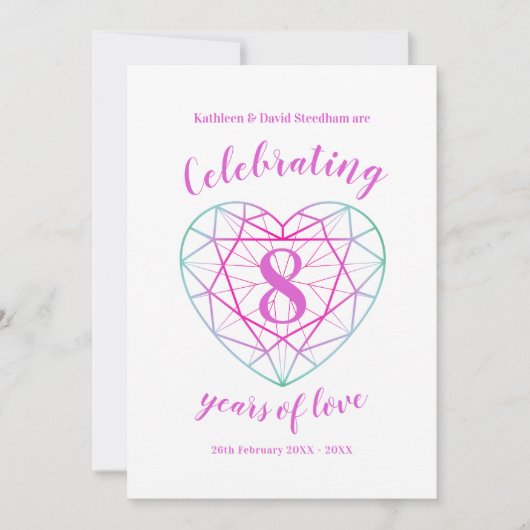 Tourmaline jubileum 8 jaar liefde uitnodigingen (Voorkant)