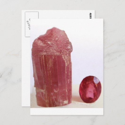 Tourmaline rubellite briefkaart (Voorkant / Achterkant)