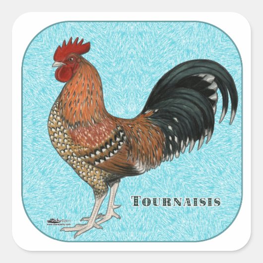 Tournaisis Rooster Vierkante Sticker (Voorkant)