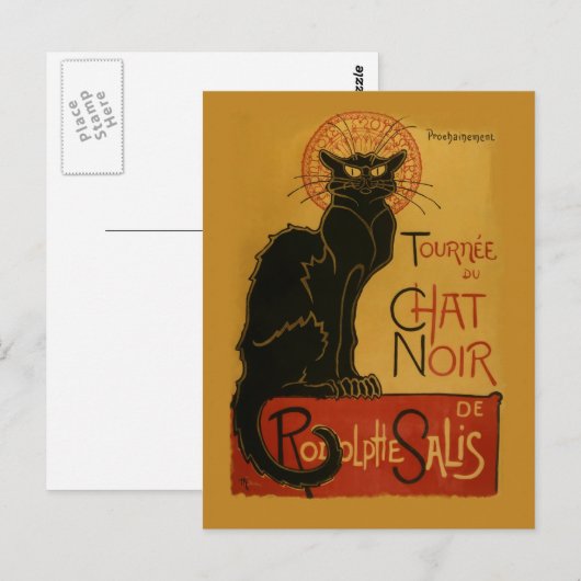Tournee de Chat Noir Black Cat Briefkaart (Voorkant / Achterkant)