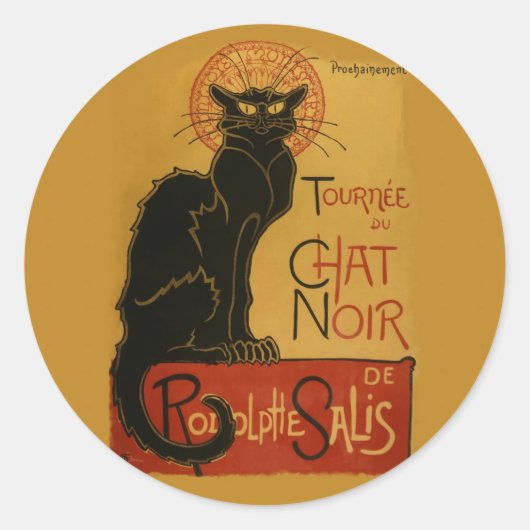 Tournee de Chat Noir Black Cat Ronde Sticker (Voorkant)