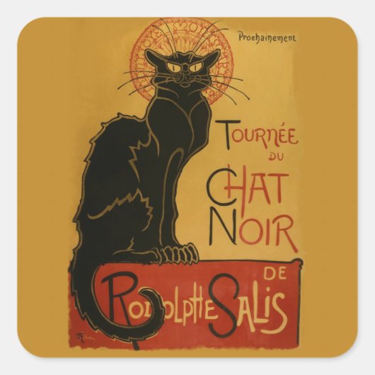 Tournee de Chat Noir Black Cat Vierkante Sticker (Voorkant)