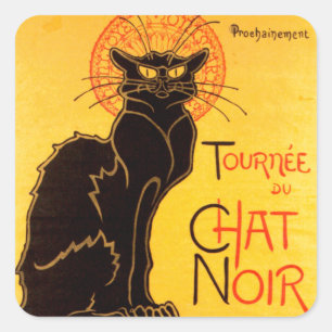  tournee de Chat Noir Black Cat Vierkante Sticker