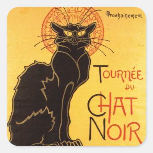  tournee de Chat Noir Black Cat Vierkante Sticker (Voorkant)