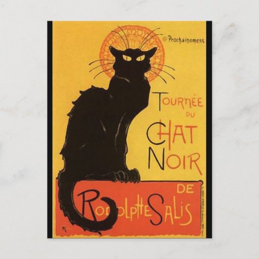 Tournée du Chat Noir, Steinlen Black Cat  Briefkaart (Voorkant)