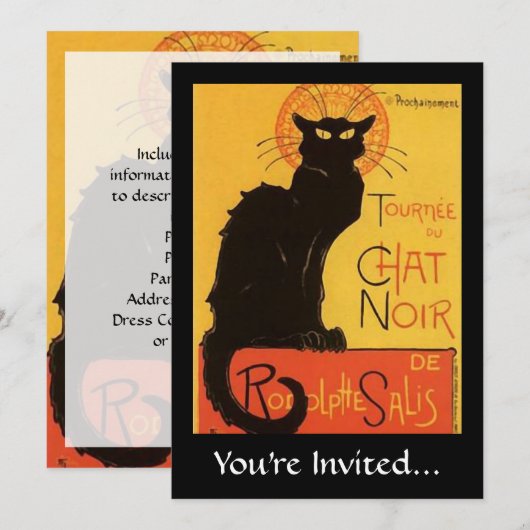Tournée du Chat Noir, Steinlen Black Cat  Kaart (Voorkant / Achterkant)