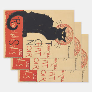 Tournee du Chat Noir Vintage Black Cat Art Nouveau Inpakpapier Vel