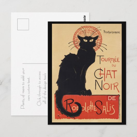 Tournee du Chat Noir  Zwart Cat Art Nouveau Briefkaart (Voorkant / Achterkant)