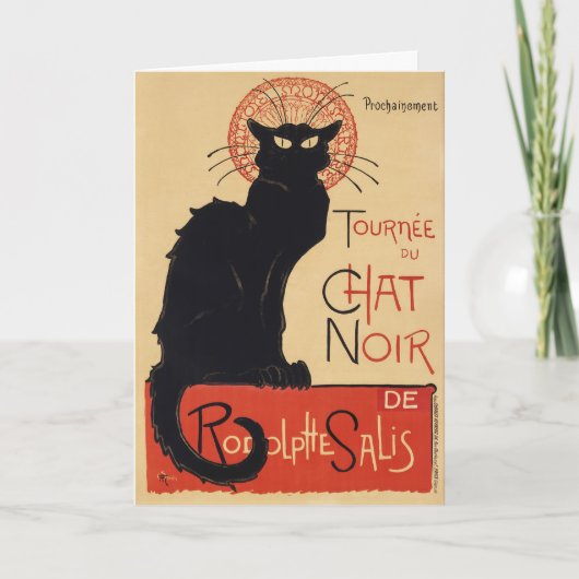 Tournee du Chat Noir  Zwart Cat Art Nouveau Kaart (Voorkant)