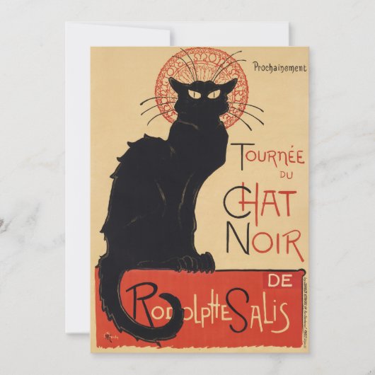 Tournee du Chat Noir  Zwart Cat Art Nouveau Kaart (Voorkant)