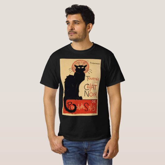 Tournee du Chat Noir  Zwart Cat Art Nouveau T-shirt (Voorkant volledig)