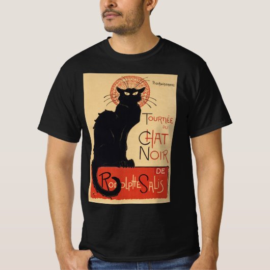 Tournee du Chat Noir  Zwart Cat Art Nouveau T-shirt (Voorkant)