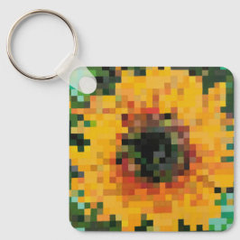 Tournesol lumineux sur fond vert sleutelhanger