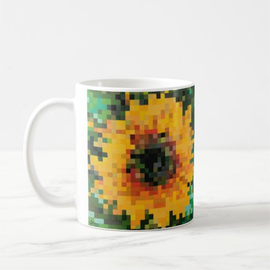 Tournesol Pixel Art Floral Lumineux Koffiemok (Links)