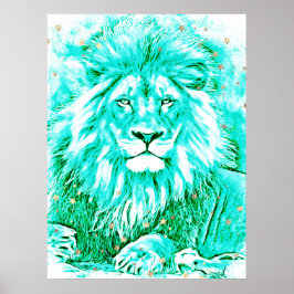 *~* Tourquoise Art Artistic Celestial LION AP23 Poster