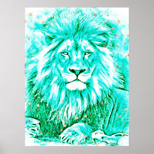 *~* Tourquoise Art Artistic Celestial LION AP23 Poster