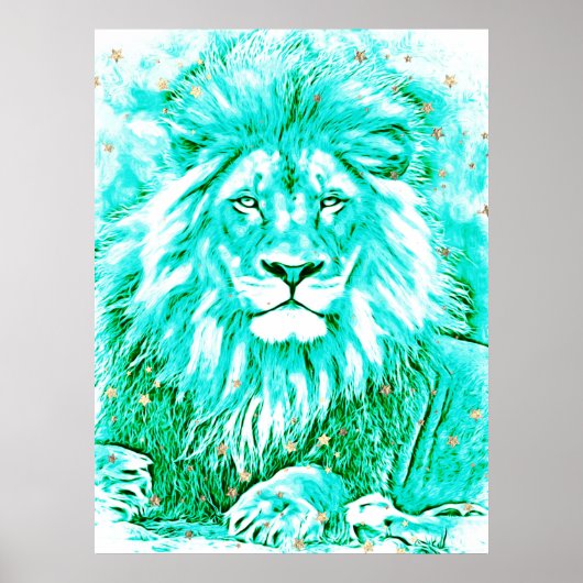 *~* Tourquoise Art Artistic Celestial LION AP23 Poster (Voorkant)