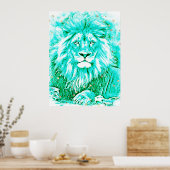 *~* Tourquoise Art Artistic Celestial LION AP23 Poster (Keuken)