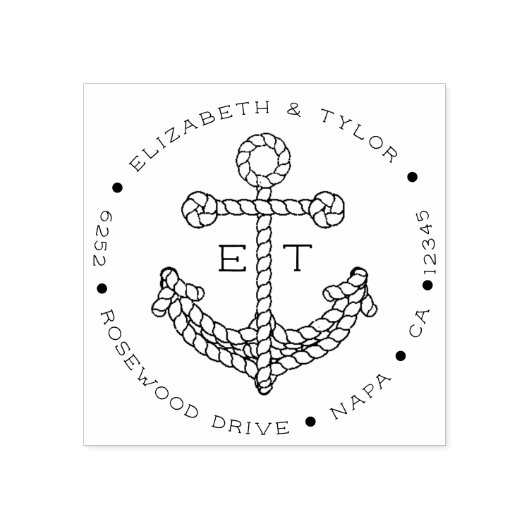 Touw Anker Custom Monogrammed Retouradres Rubberstempel (Afrduk)