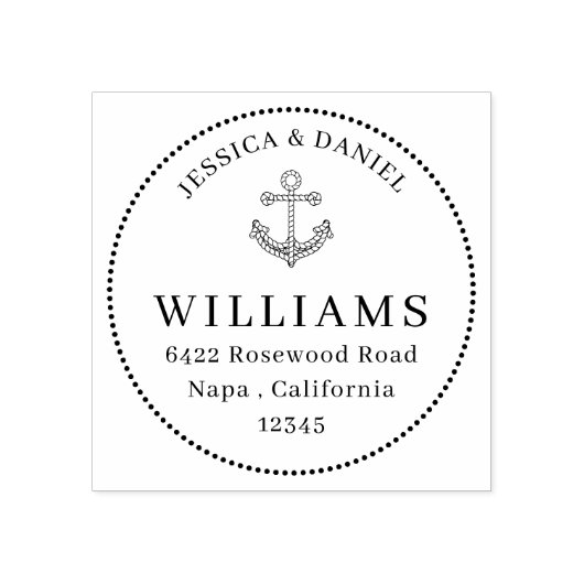 Touw Anker Vet Familienaam Aangepast adres Rubberstempel (Afrduk)