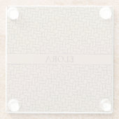 Touw Crème Bruin Minimaal Patroon Glazen Onderzetter (Achterkant)