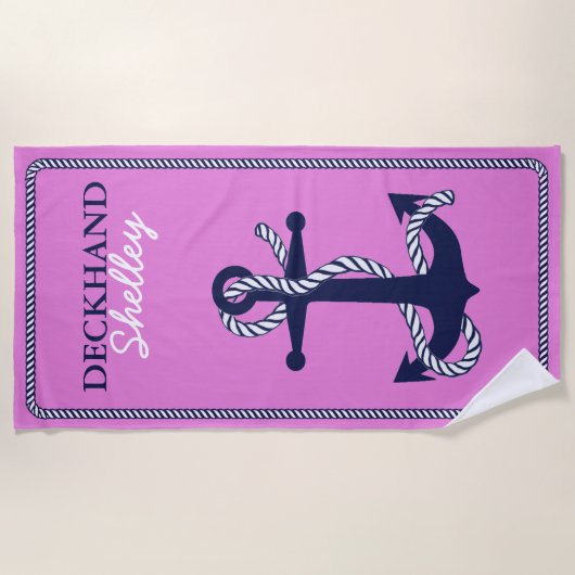 Touw en anker Navy Deckhand ID402 Strandlaken (Voorkant)