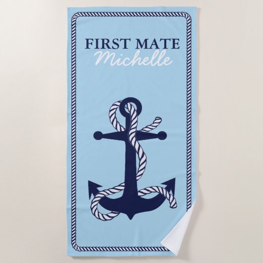 Touw en anker Navy First Mate ID402 Strandlaken (Voorkant)