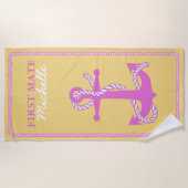 Touw en anker Roze Eerste Mate ID402 Strandlaken (Voorkant)