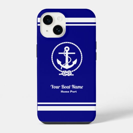 Touw en anker scheepsblauw iPhone hoesje (Achterkant)