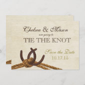 Touw en Hoefijzers Sla de datum op Save The Date (Voorkant / Achterkant)