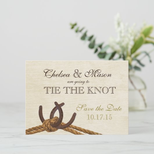 Touw en Hoefijzers Sla de datum op Save The Date (Staand voorkant)