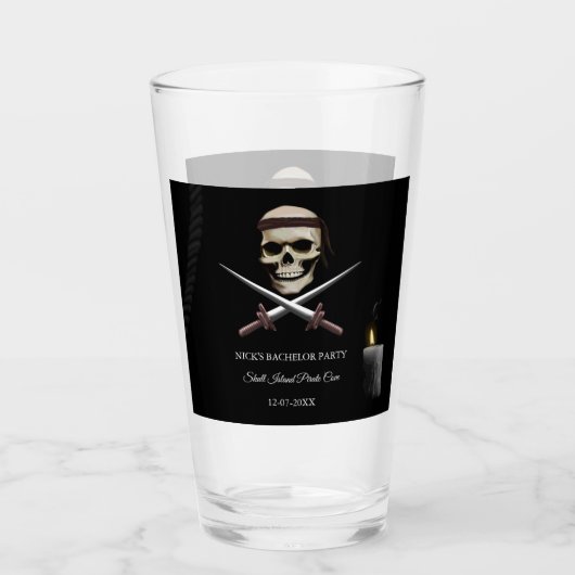 Touw en Schedel Piraten Bachelor / Verjaardagsfees Glas (Voorkant)