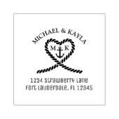 Touw Hart Anker Monogram Bruiloft Retouradres Rubberstempel (Afrduk)