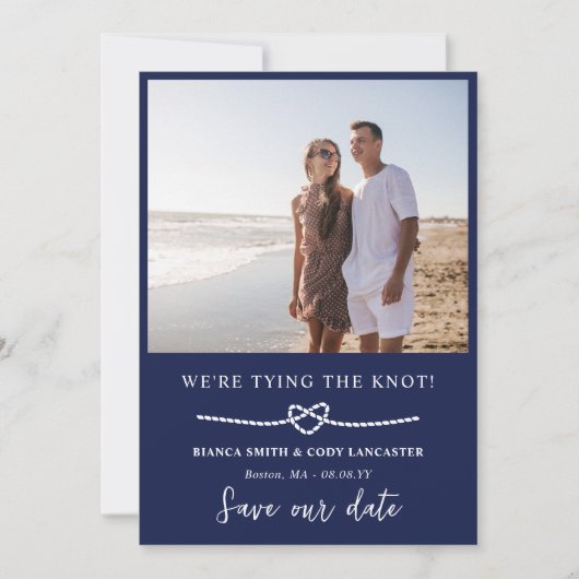 Touw hart de knoop nautisch save the date (Voorkant)