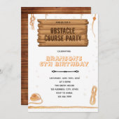 Touw hindernisbaan feestthema kaart (Voorkant / Achterkant)