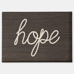 Touw HOPE tekst op donker hout Magneet