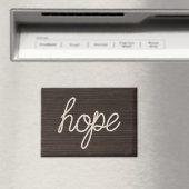 Touw HOPE tekst op donker hout Magneet (Insitu (Vaatwasser))