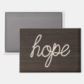 Touw HOPE tekst op donker hout Magneet (Voorkant / Achterkant)