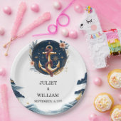 Touw Knoop Bootschip Marine Blauw Nautische Bruilo Papieren Bordje (Feest)