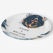 Touw Knoop Bootschip Marine Blauw Nautische Bruilo Papieren Bordje (Gekanteld)