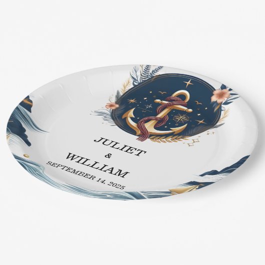 Touw Knoop Bootschip Marine Blauw Nautische Bruilo Papieren Bordje (Gekanteld)