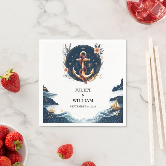 Touw Knoop Bootschip Marine Blauw Nautische Bruilo Servet (Insitu)