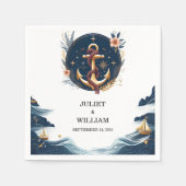 Touw Knoop Bootschip Marine Blauw Nautische Bruilo Servet (Voorkant)