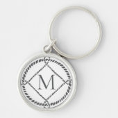 Touw Knoop Monogram Initiaal Sleutelhanger (Voorkant)