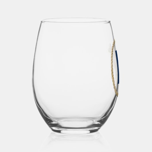 Touw Lijst met Monogram Wijnglas Zonder Voet (Voorkant)